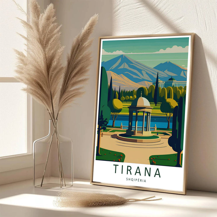 Eye-catching natural landscape artwork celebrating Tirana Grand Park Albania, printed on premium archival stock with long-lasting ink retention over time. Available from MapYourDreams as an unframed paper poster, custom-framed print, or gallery-wrapped canvas.