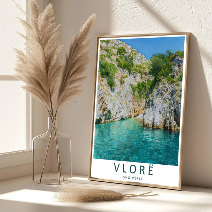 Eye-catching nature artwork celebrating the hidden canyon cove at Gjipe Beach Albania, printed on premium archival stock with long-lasting ink retention over time. Available from MapYourDreams as an unframed paper poster, custom-framed print, or gallery-wrapped canvas.