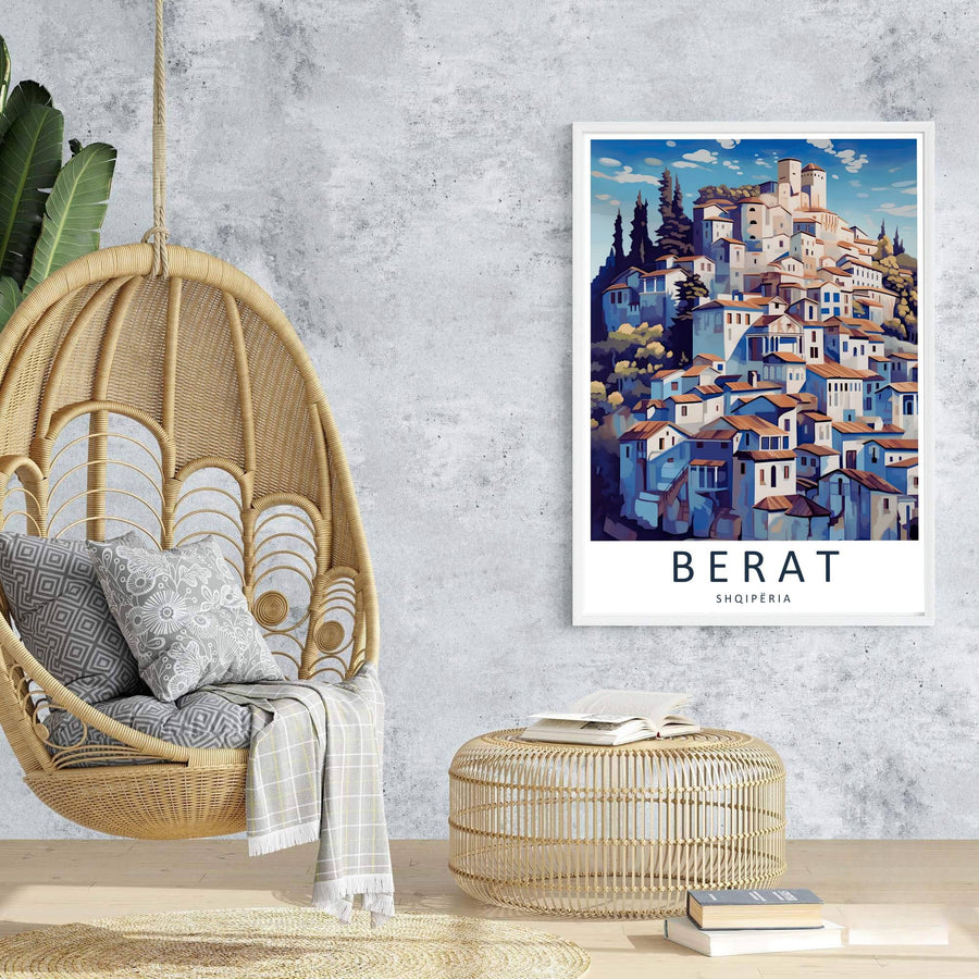 Stylish Albania travel wall art capturing Berat&