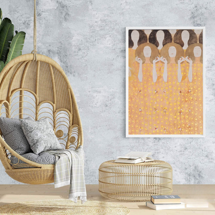 Vintage Klimt poster print of Gustav Klimt Beethoven Frieze Secession Building Vienna 1902 rendered in Art Nouveau style in Vienna, Austria. Browse archival framed wall art, unframed poster prints, and stretched gallery canvas options at MapYourDreams for vintage interior themes.