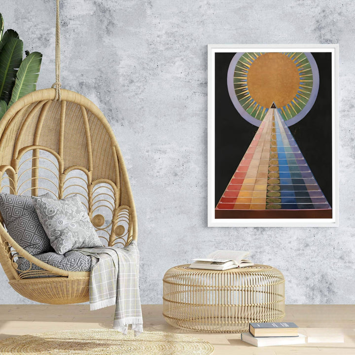 Bringing a touch of avant-garde grace to architectural interiors, this harmonious Hilma af Klint Group X Altarpiece wall decor turns structural spiritual studies into high-end wall art. Offered by MapYourDreams, this artwork is available in flexible options including unframed paper, custom wooden frames, and gallery canvas wraps.