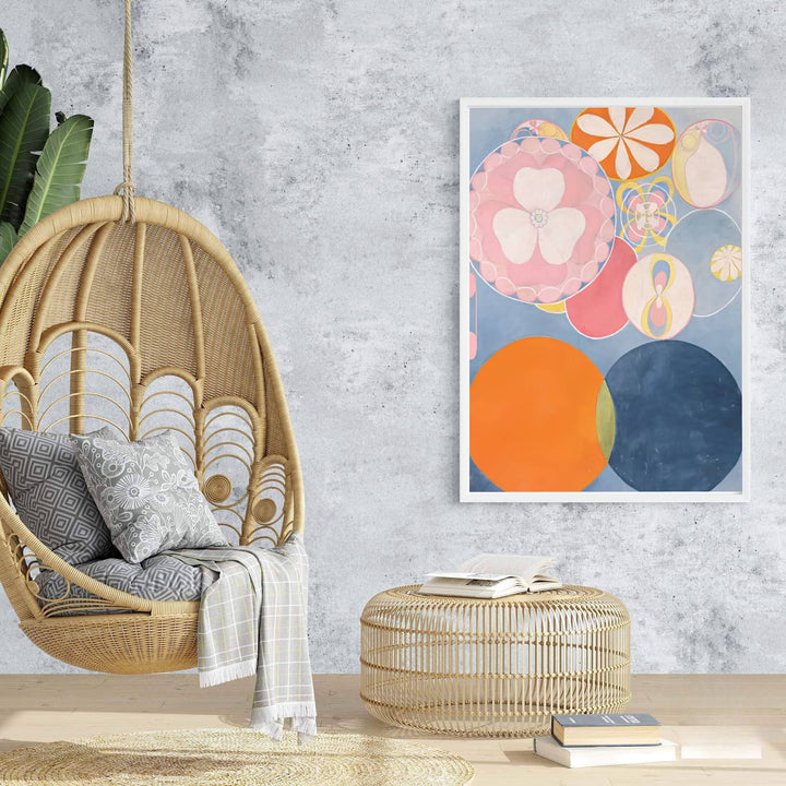 Bringing a touch of avant-garde grace to architectural interiors, this harmonious Stockholm exhibition piece in the form of The Ten Largest No 3 Youth 1907 by Hilma af Klint turns studies into art. Offered by MapYourDreams, this artwork is available in flexible options including unframed paper, custom wooden frames, and gallery canvas wraps.