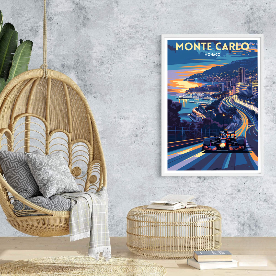 Monte Carlo Grand Prix Travel Poster | Monaco Racing Wall Art