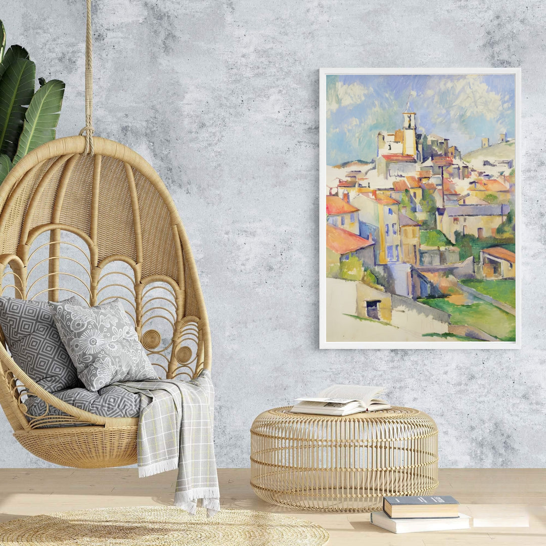 Vintage Post-Impressionism poster print of Paul Cezanne Gardanne 1885 rendered with warm terracotta tones in Gardanne France. Browse archival framed wall art, unframed poster prints, and stretched gallery canvas options at MapYourDreams for classic decor themes.