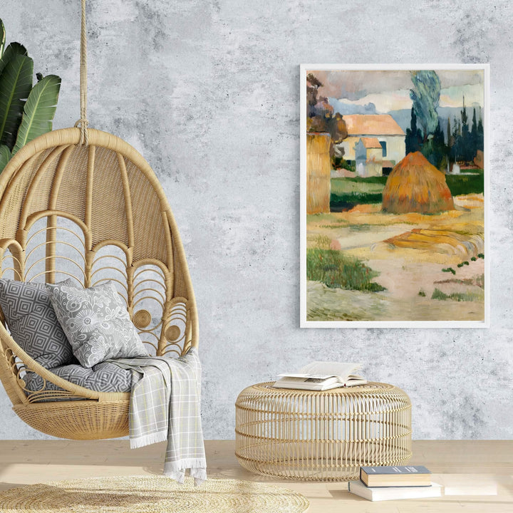 Vintage Gauguin poster print of Paul Gauguin Landscape Near Arles 1888 rendered in impressionist style in Arles, Provence, France. Browse archival framed wall art, unframed poster prints, and stretched gallery canvas options at MapYourDreams for vintage interior themes.