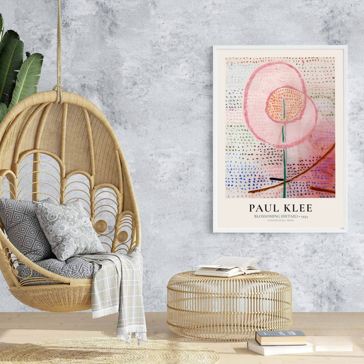 Bringing a touch of avant-garde grace to architectural interiors, this harmonious Kunstmuseum Basel exhibition piece in the form of a Paul Klee Blossoming Detail (Blühend) 1934 wall decor turns organic plant studies into high-end wall art. Offered by MapYourDreams, this artwork is available in flexible options including unframed paper, custom wooden frames, and gallery canvas wraps.