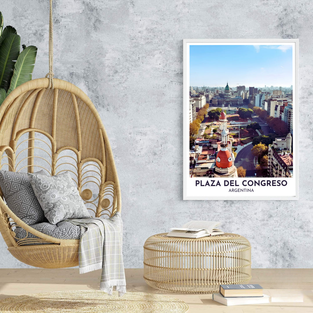 Highlighting the timeless charm and Beaux-Arts architecture of South America, this Plaza del Congreso poster adds international culture to your space, supplied by MapYourDreams across multiple options including fine art paper, custom frames, and stretched canvas.