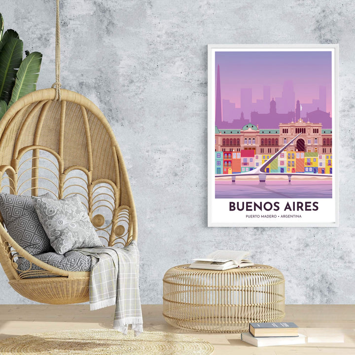 Highlighting the fusion of modern and historic architecture in South America, this Puerto Madero poster adds refined artistic style to any room, supplied by MapYourDreams across multiple options including fine art paper, custom frames, and stretched canvas.
