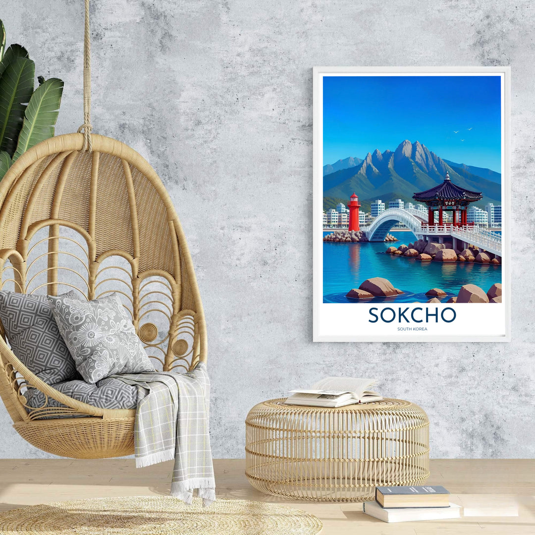 High-definition coastal art print illustrating Sokcho South Korea&