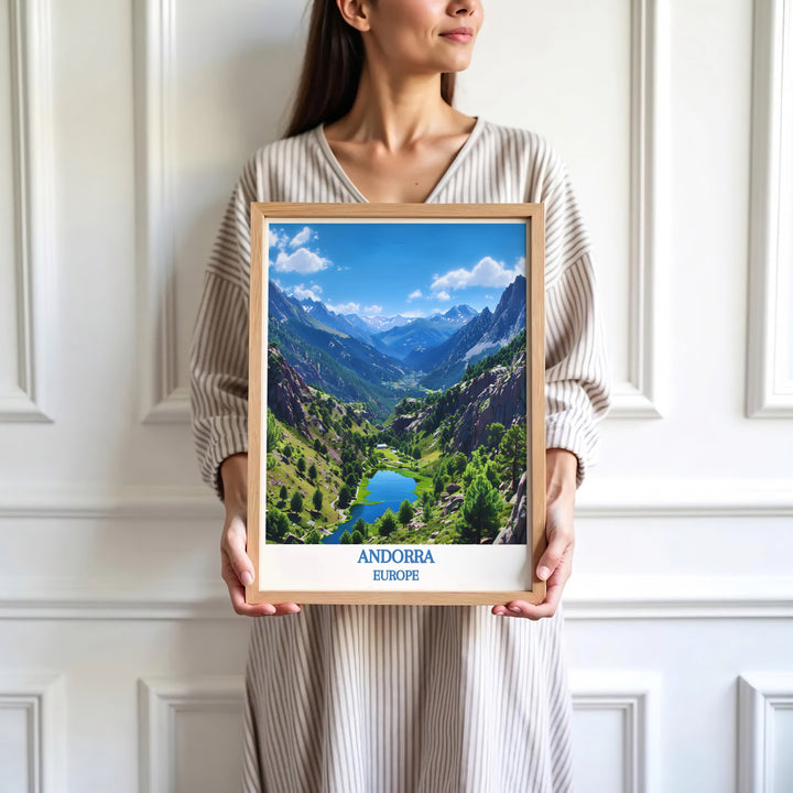 European nature reserve landscape art at the Valley of Madriu-Perafita-Claror in Andorra shines in this print. Order custom framed, unframed, and canvas options at MapYourDreams for an elegant wall decor accent.