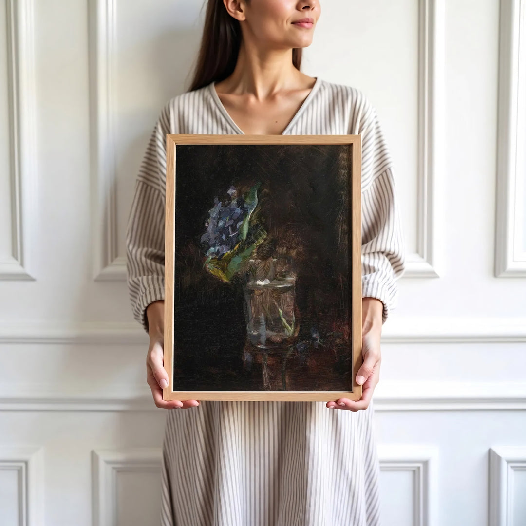 High-definition fine art reproduction of Bouquet Of Violets In A Vase (1882), Henri de Toulouse-Lautrec set in an art workshop in Paris, France. Order custom framed wall art, unframed poster prints, and stretched gallery canvas options directly at MapYourDreams for display.