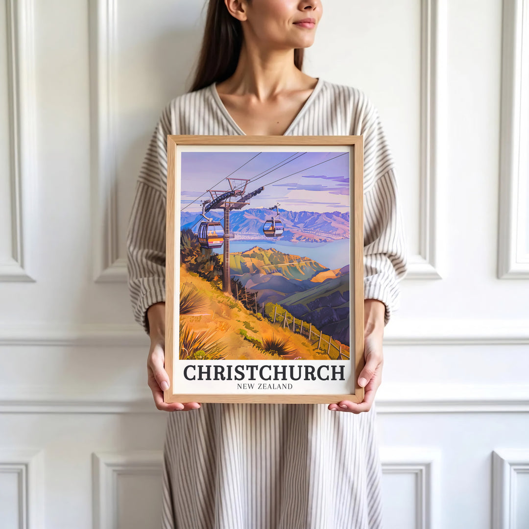 New Zealand alpine landscape art from Port Hills and Lake Ellesmere in ChristChurch shines in this wall print. Order custom framed, unframed, and canvas options at MapYourDreams for an elegant accent.