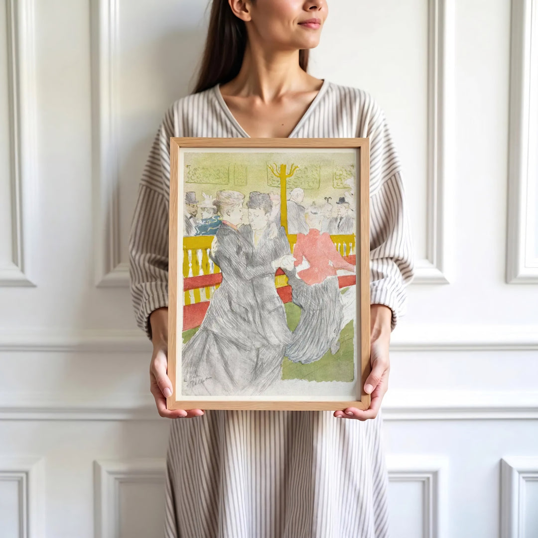 High-definition fine art reproduction of Dance At The Moulin Rouge (1897), Henri de Toulouse-Lautrec set inside the famous venue in Paris, France. Order custom framed wall art, unframed poster prints, and stretched gallery canvas options directly at MapYourDreams for wall display.