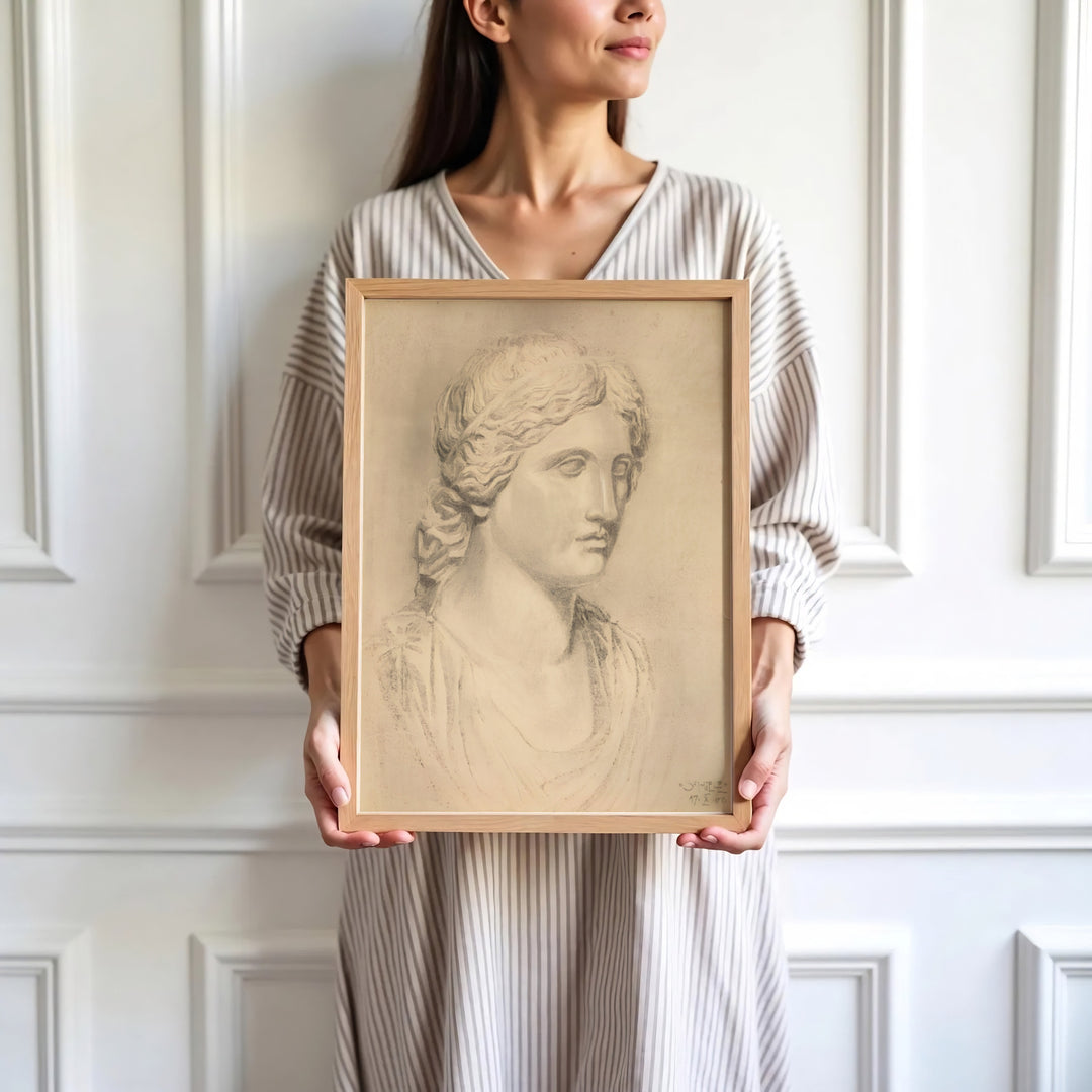 High-definition museum charcoal print of Egon Schiele Antique Bust 1906 at Leopold Museum Vienna displaying refined classical drawing style. Order custom framed wall art, unframed poster prints, and stretched gallery canvas formats directly at MapYourDreams store for wall transformations.