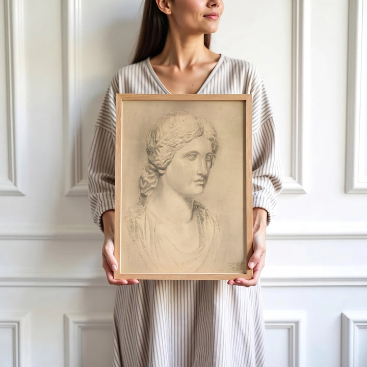 High-definition museum charcoal print of Egon Schiele Antique Bust 1906 at Leopold Museum Vienna displaying refined classical drawing style. Order custom framed wall art, unframed poster prints, and stretched gallery canvas formats directly at MapYourDreams store for wall transformations.