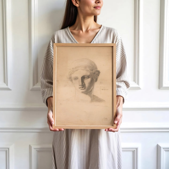 High-definition museum pencil print of Egon Schiele Antique Head Study 1905 at Leopold Museum Vienna displaying refined classical drawing style. Order custom framed wall art, unframed poster prints, and stretched gallery canvas formats directly at MapYourDreams store for wall transformations.