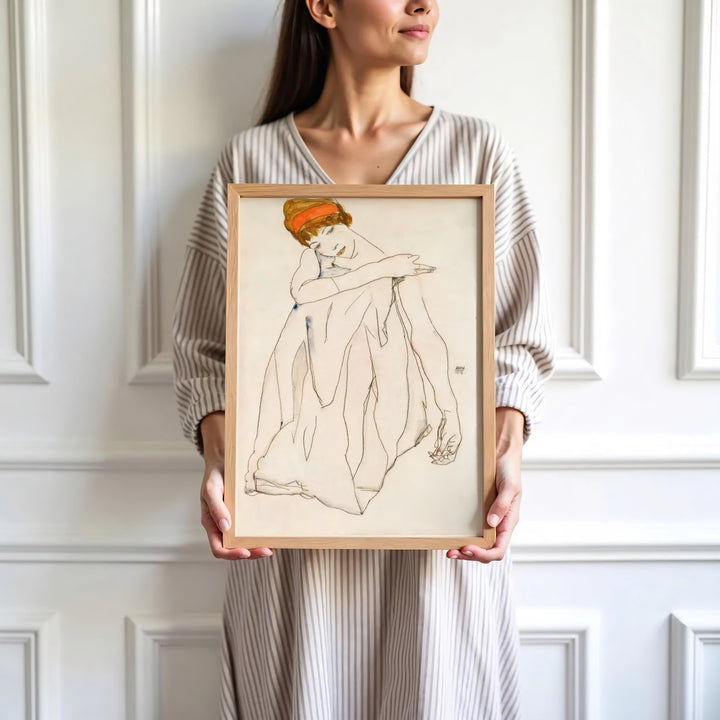 Vintage Austrian Expressionist sketch poster print of Egon Schiele Dancer Tanzerin 1913 from Albertina Museum Vienna rendered in soft tones. Browse archival framed wall art, unframed poster prints, and stretched gallery canvas options at MapYourDreams for expressive home decor.