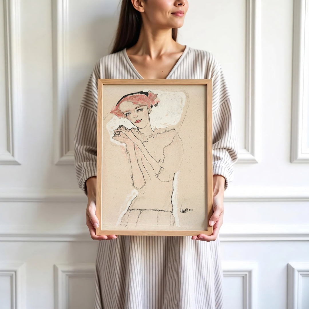 High-definition museum portrait print of Egon Schiele Portrait Of A Woman 1910 created in Vienna Austria displaying refined draughtsmanship style. Order custom framed wall art, unframed poster prints, and stretched gallery canvas formats directly at MapYourDreams store for wall transformations.
