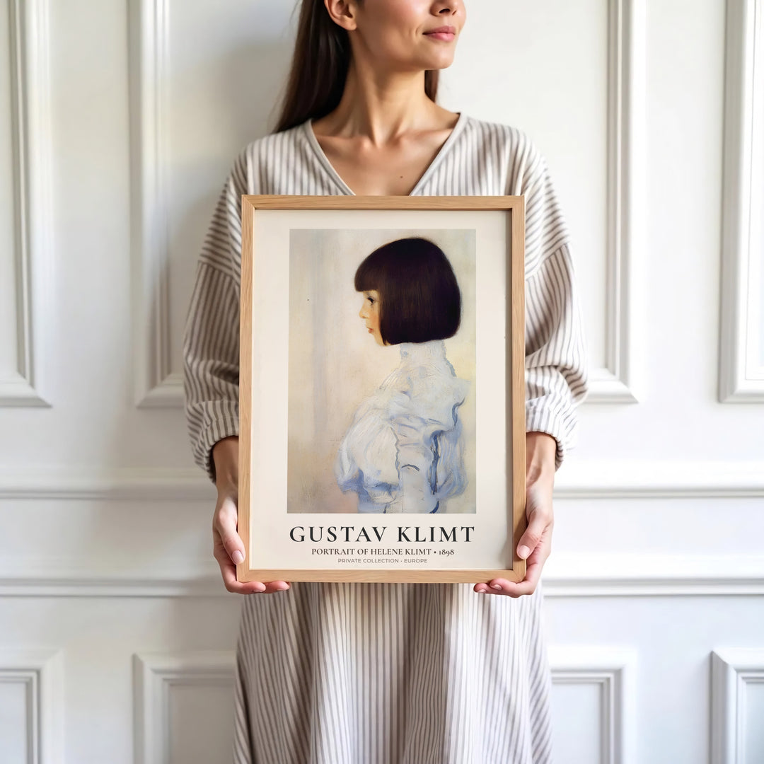 High-definition historical portrait poster of Gustav Klimt Portrait Of Helene Klimt 1898 portraying early European art history from a Private Collection in Europe. Order custom framed wall art, unframed poster prints, and stretched gallery canvas formats directly at MapYourDreams store.