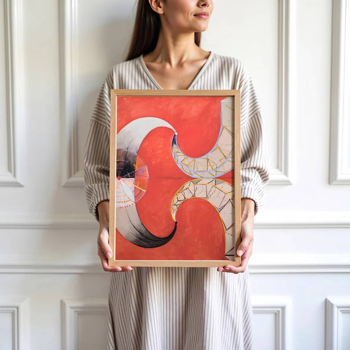 Highlighting gentle textural contrasts and a deeply calming cosmic palette, this historic Hilma af Klint Group VII The Moon print reproduction adds instant warmth, depth, and sophistication to any room. Offered by MapYourDreams, this artwork is available in flexible options including unframed paper, custom wooden frames, and gallery canvas wraps.