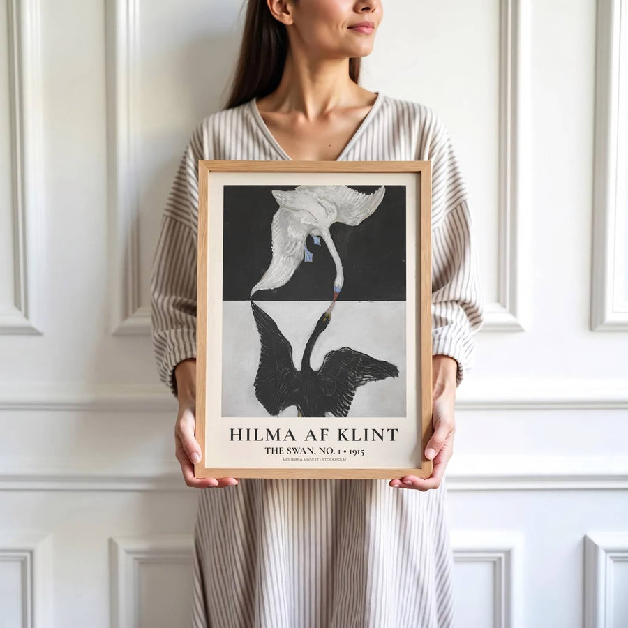 Highlighting gentle textural contrasts and a deeply calming spiritual palette from Stockholm exhibition archives, this historic The Swan No 1 1915 print by Hilma af Klint adds sophistication. Offered by MapYourDreams, this artwork is available in flexible options including unframed paper, custom wooden frames, and gallery canvas wraps.