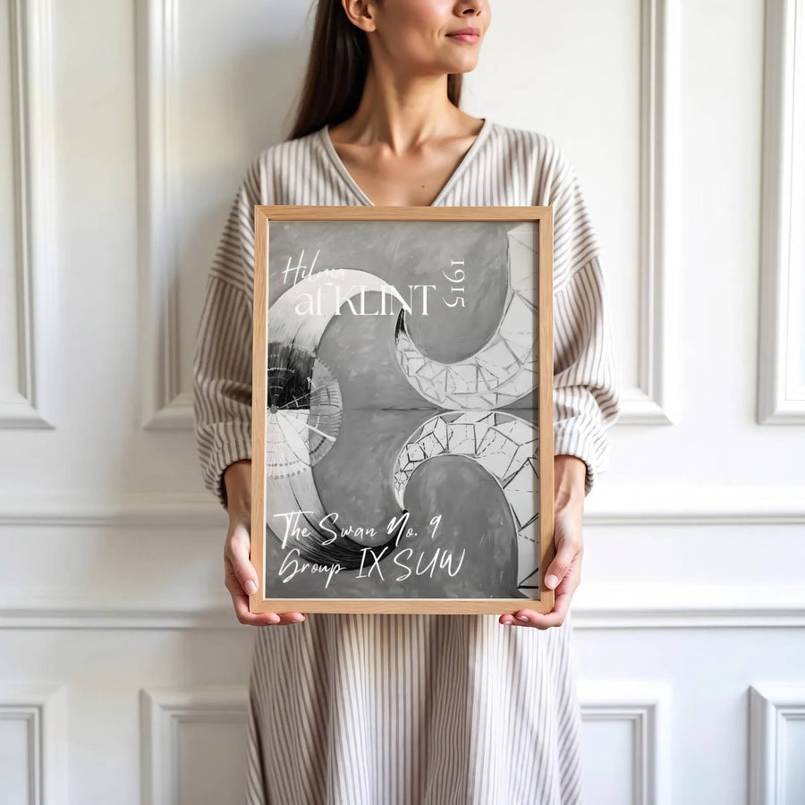 Highlighting gentle textural contrasts and a deeply calming spiritual palette from Stockholm exhibition archives, this historic The Swan No 9 1915 print by Hilma af Klint adds sophistication. Offered by MapYourDreams, this artwork is available in flexible options including unframed paper, custom wooden frames, and gallery canvas wraps.
