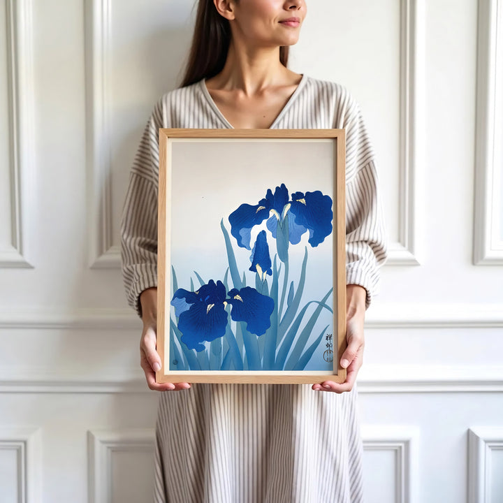 High-definition Japanese Kacho-ga print of Ohara Koson iris artwork by artist Ohara Koson referencing Tokyo art gallery exhibits. Order custom framed, unframed, and canvas print options at MapYourDreams.