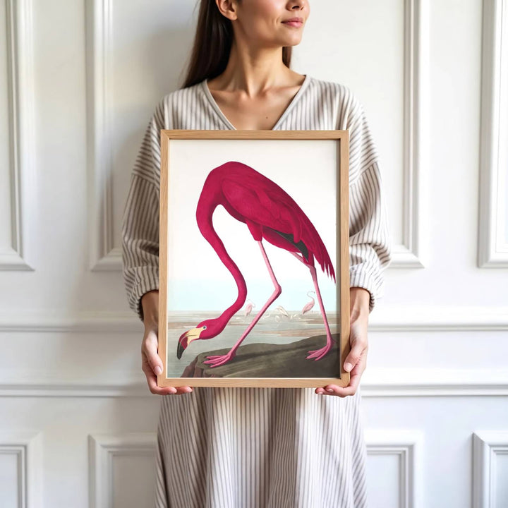 Highlighting gentle watercolor gradients and a deeply calming wetland palette from American museum archives, this historic American Flamingo 1838 wall art adds instant sophistication. MapYourDreams accommodates diverse styling preferences with flexible choices, including unframed paper prints, custom framed finishes, and premium gallery canvas wraps.