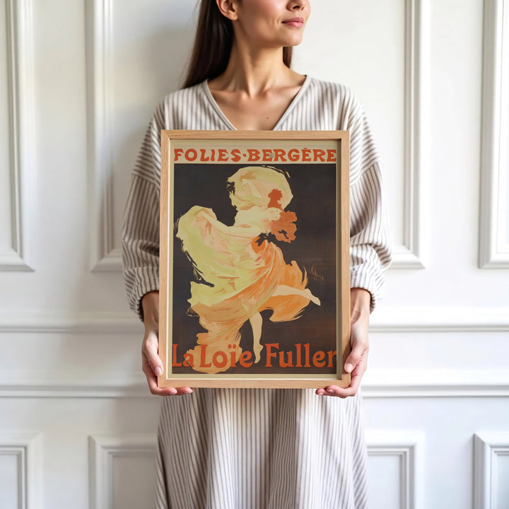High-definition French performance art poster La Loïe Fuller Folies Bergère by artist Jules Chéret referencing 1893 cabaret history in Paris France. Order custom framed, unframed, and canvas print options at MapYourDreams.