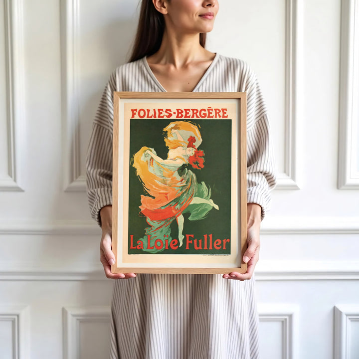 High-definition French performance art poster Folies Bergère La Loïe Fuller by artist Jules Chéret referencing 1893 cabaret history in Paris France. Order custom framed, unframed, and canvas print options at MapYourDreams.