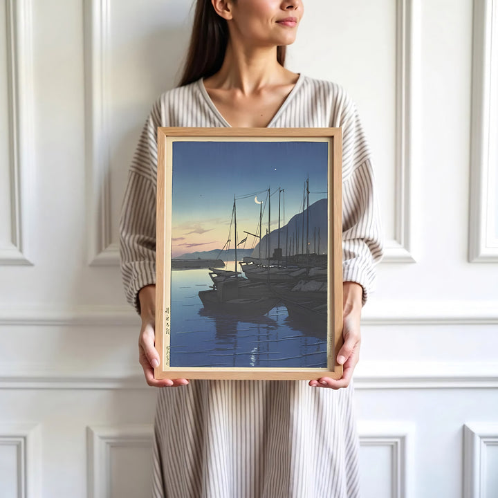 High-definition Japanese landscape print Morning in Beppu artwork by artist Kawase Hasui referencing Shin-hanga masterworks at Morning in Beppu. Order custom framed, unframed, and canvas print options at MapYourDreams.