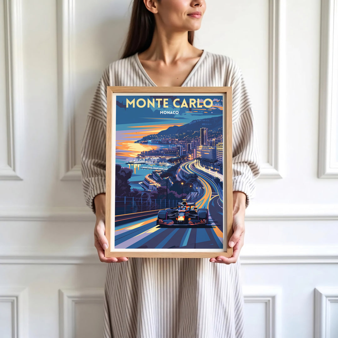Monte Carlo Grand Prix Travel Poster | Monaco Racing Wall Art