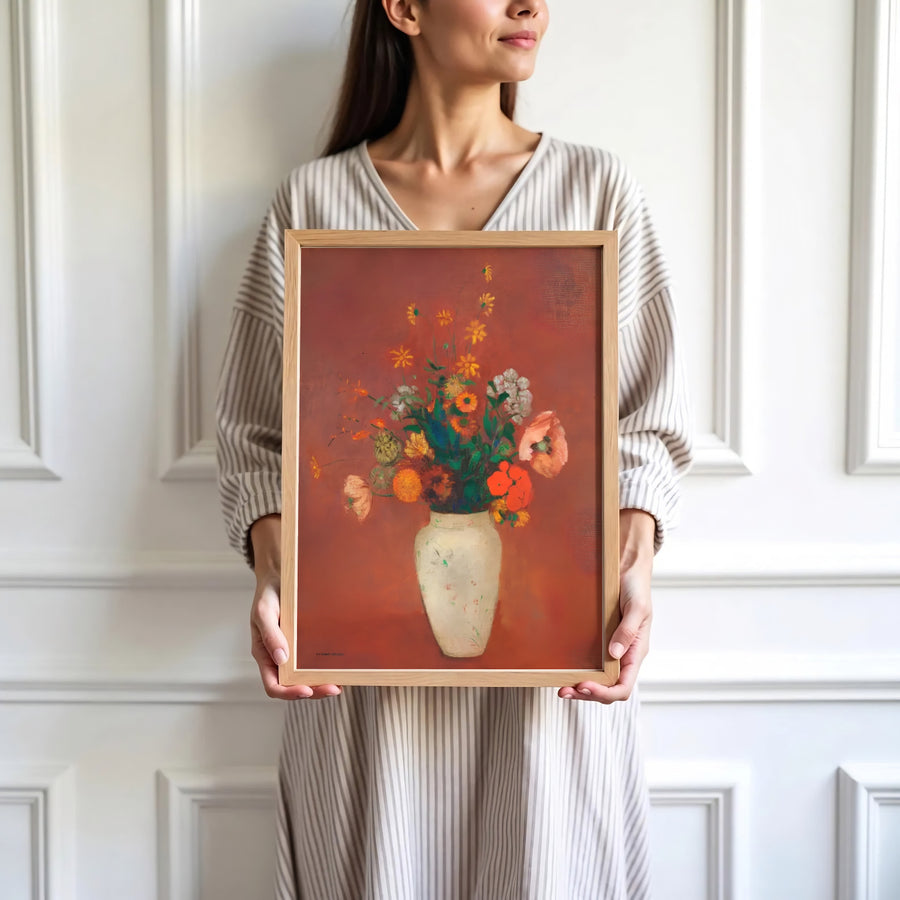 Reflecting the profound artistic maturity of Odilon Redon, this historic still life composition merges decorative appeal with evocative, dreamlike symbolism. MapYourDreams invites you to display this piece in your preferred style, offering flexible options such as unframed paper prints, custom wooden frames, and gallery canvas wraps.