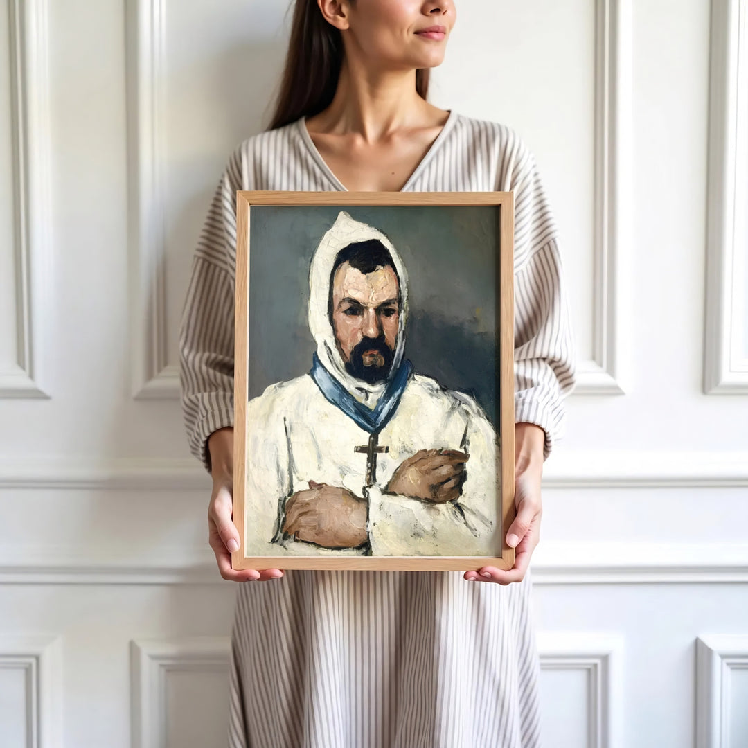 High-definition European portrait print of Paul Cezanne Uncle Dominique As A Monk 1866 portraying a man in religious habit in Aix-en-Provence France. Order custom framed wall art, unframed poster prints, and stretched gallery canvas formats directly at MapYourDreams.