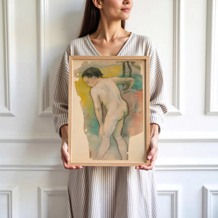High-definition European figure print of Paul Gauguin Breton Bather 1886 portraying a bather in Pont-Aven, Brittany, France. Order custom framed wall art, unframed poster prints, and stretched gallery canvas formats directly at MapYourDreams.