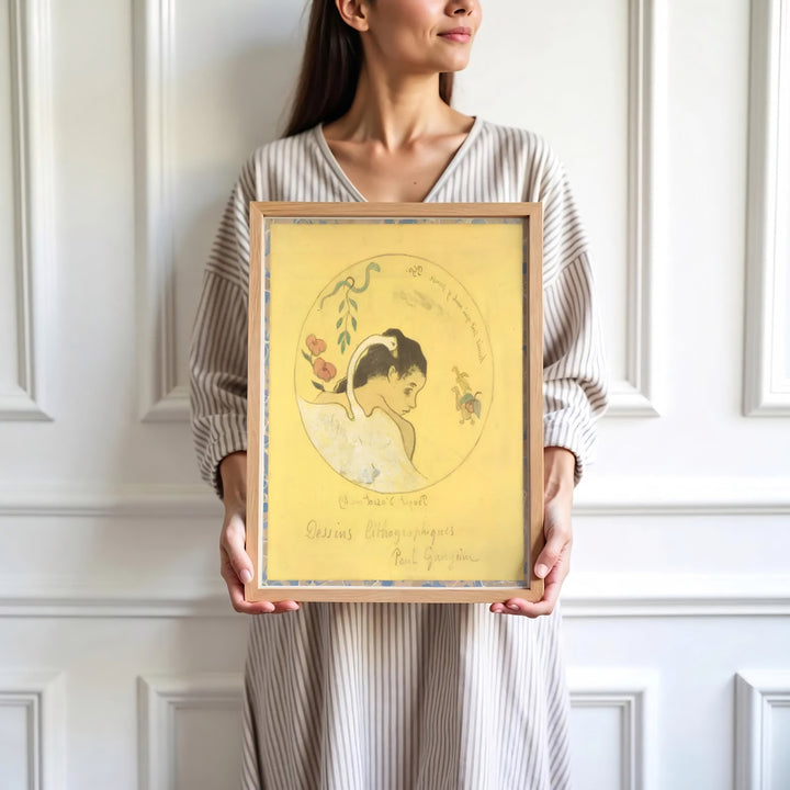 High-definition historical lithograph print of Paul Gauguin Design For A Plate 1889 portraying rare ceramic plate artwork in Brittany, France. Order custom framed wall art, unframed poster prints, and stretched gallery canvas formats directly at MapYourDreams.