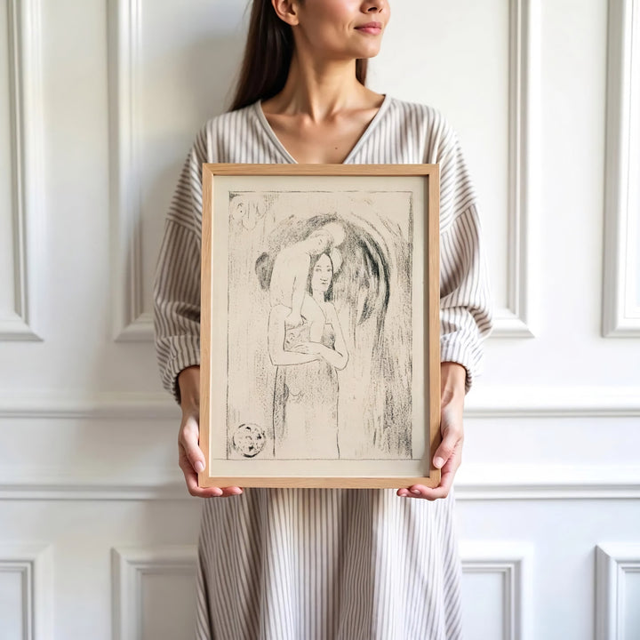 High-definition historical lithograph print of Paul Gauguin Hail Mary Ia Orana Maria 1895 portraying rare sacred artwork in Tahiti, French Polynesia. Order custom framed wall art, unframed poster prints, and stretched gallery canvas formats directly at MapYourDreams.