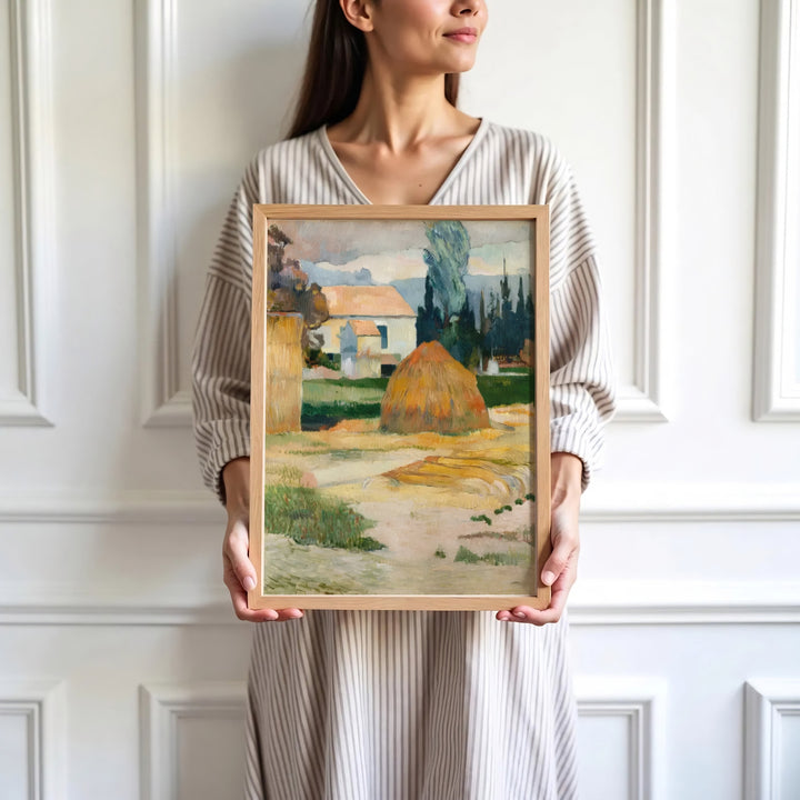 High-definition historical scenery print of Paul Gauguin Landscape Near Arles 1888 portraying Provençal farm life in Arles, Provence, France. Order custom framed wall art, unframed poster prints, and stretched gallery canvas formats directly at MapYourDreams.