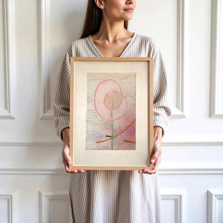 Highlighting gentle textural contrasts and a deeply calming color palette, this historic Paul Klee Blossoming (Blühend) 1934 print reproduction adds instant warmth, light, and sophistication to any room. Offered by MapYourDreams, this artwork is available in flexible options including unframed paper, custom wooden frames, and gallery canvas wraps.