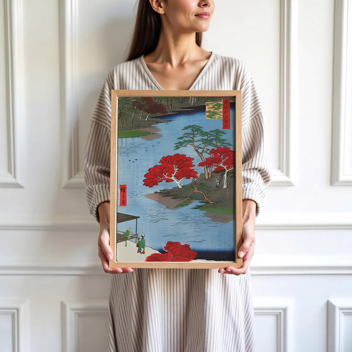High-definition Japanese maple print Akiba Shrine Ukeji artwork by artist Utagawa Hiroshige referencing masterwork landscape collections in Akiba Shrine Ukeji. Order custom framed, unframed, and canvas print options at MapYourDreams.