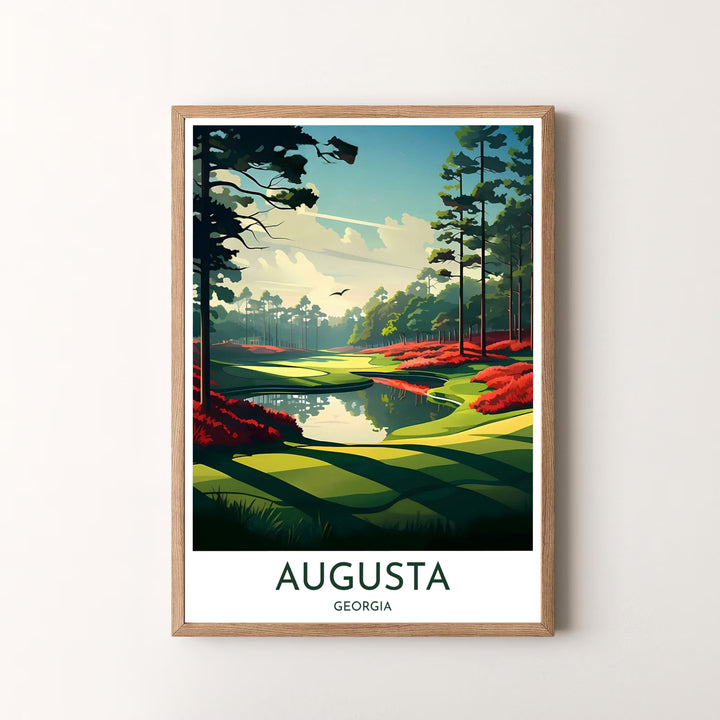 Inspiring golf wall decor poster capturing the quiet beauty and legendary atmosphere of Hole 13 Azalea at Augusta Georgia. Offered by MapYourDreams, this artwork is available in flexible options including unframed paper, custom wooden frames, and gallery canvas wraps for tailored home wall decor setups.