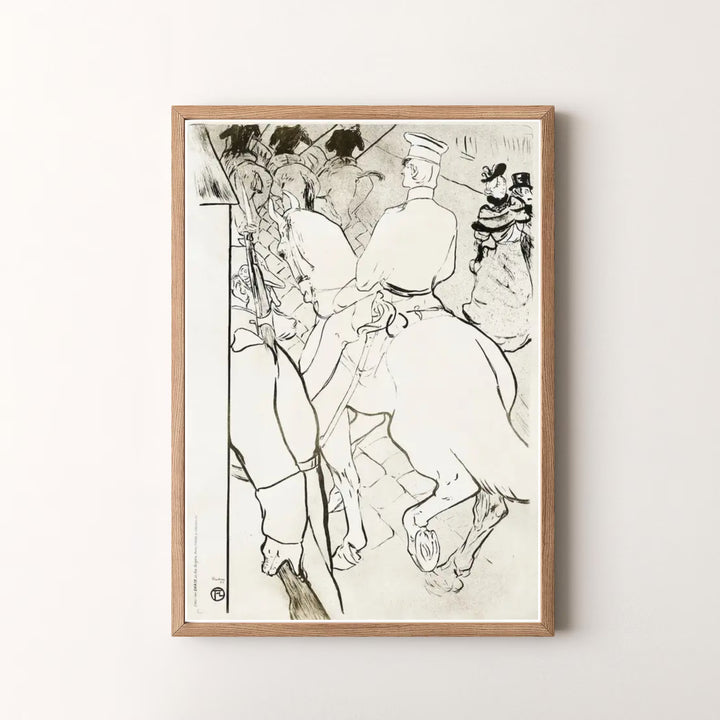 Decorative post-impressionist lithograph print of Babylone D’Allemagne (1894), Henri de Toulouse-Lautrec illustrating cavalrymen on horses in Berlin, Germany. MapYourDreams offers versatile framed prints, unframed paper wall decor, and gallery canvas print options for timeless spaces.