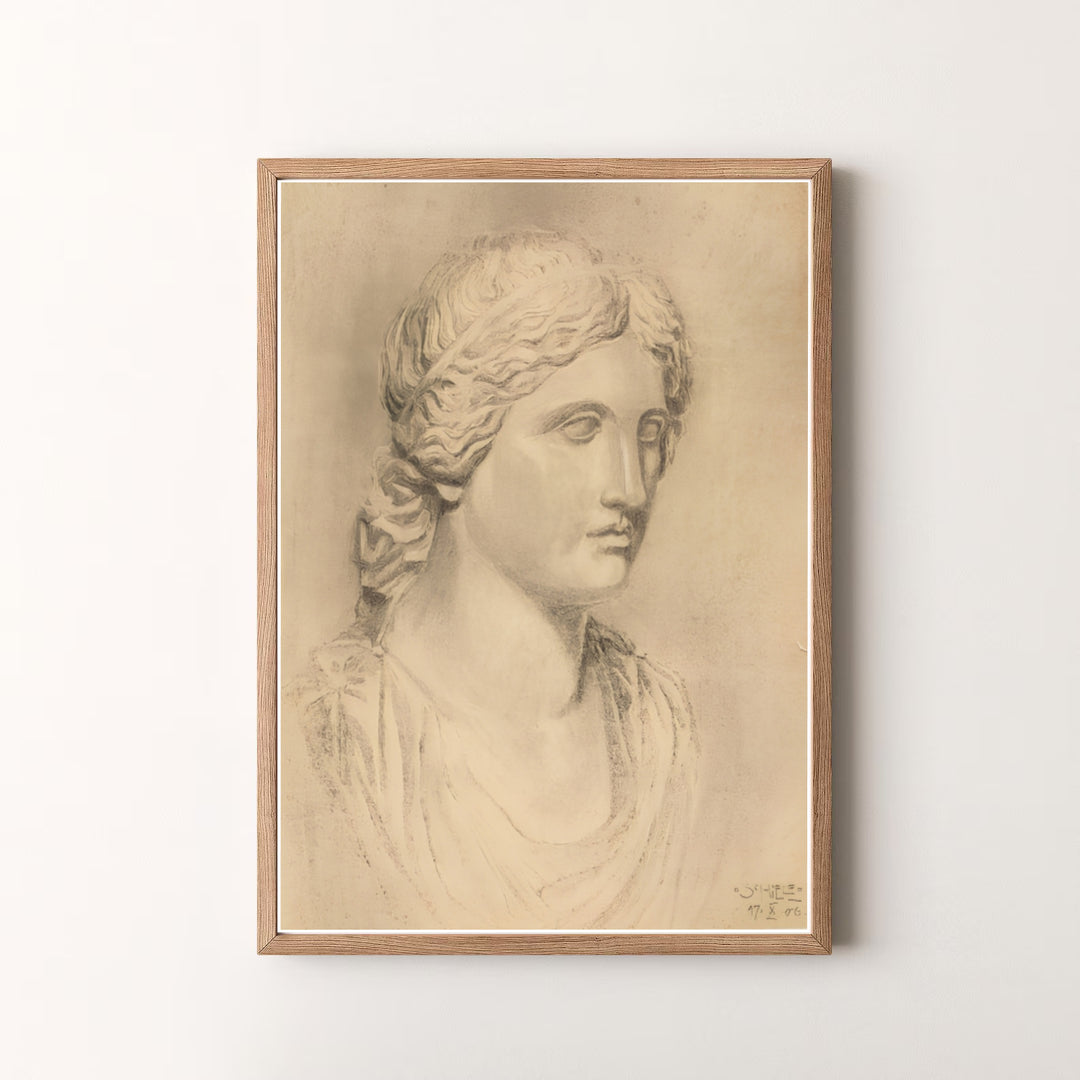 Vintage classical sculpture drawing wall art of Egon Schiele Antique Bust 1906 preserved in Leopold Museum Vienna. MapYourDreams offers versatile framed prints, unframed paper wall poster decor, and gallery canvas print choices for every room in your home.