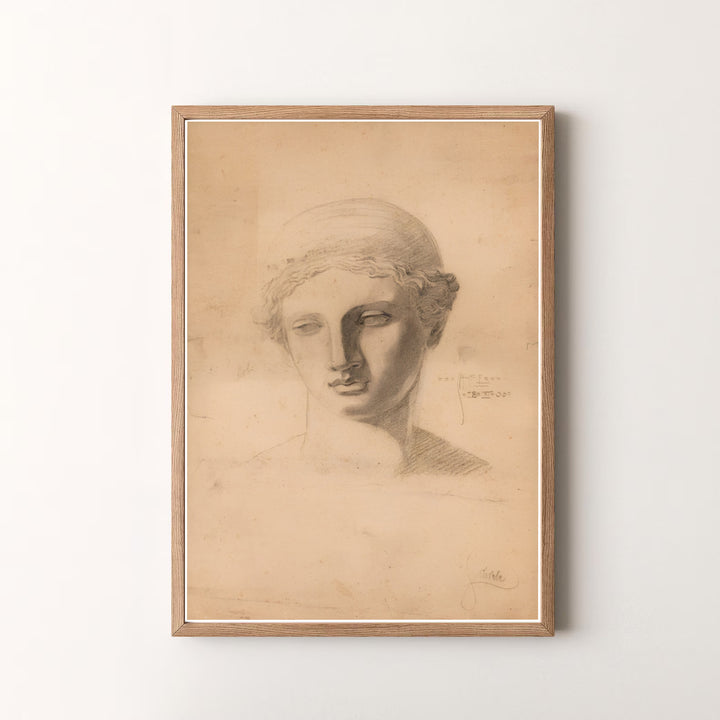 Vintage classical sculpture head drawing wall art of Egon Schiele Antique Head Study 1905 preserved in Leopold Museum Vienna. MapYourDreams offers versatile framed prints, unframed paper wall poster decor, and gallery canvas print choices for every room in your home.