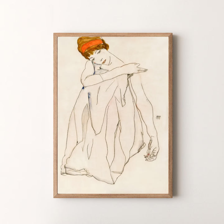High-definition museum watercolor print of Egon Schiele Dancer Tanzerin 1913 at Albertina Museum Vienna displaying refined graphic draughtsmanship style. Order custom framed wall art, unframed poster prints, and stretched gallery canvas formats directly at MapYourDreams store for wall transformations.