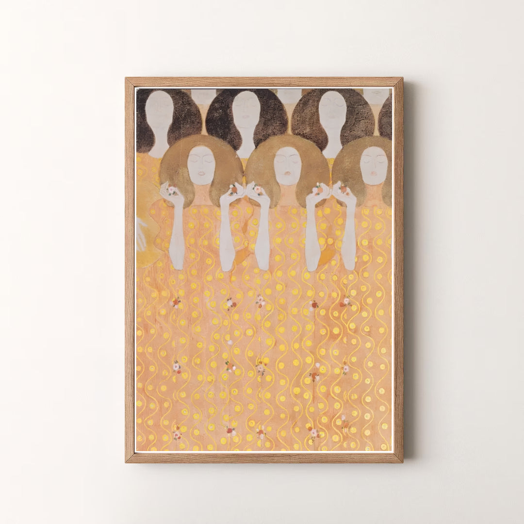 Decorative fine art print of Gustav Klimt Beethoven Frieze Secession Building Vienna 1902 capturing authentic 20th-century Austrian Secession art from Vienna, Austria. MapYourDreams offers versatile framed prints, unframed paper wall decor, and gallery canvas print choices for passionate art lovers.