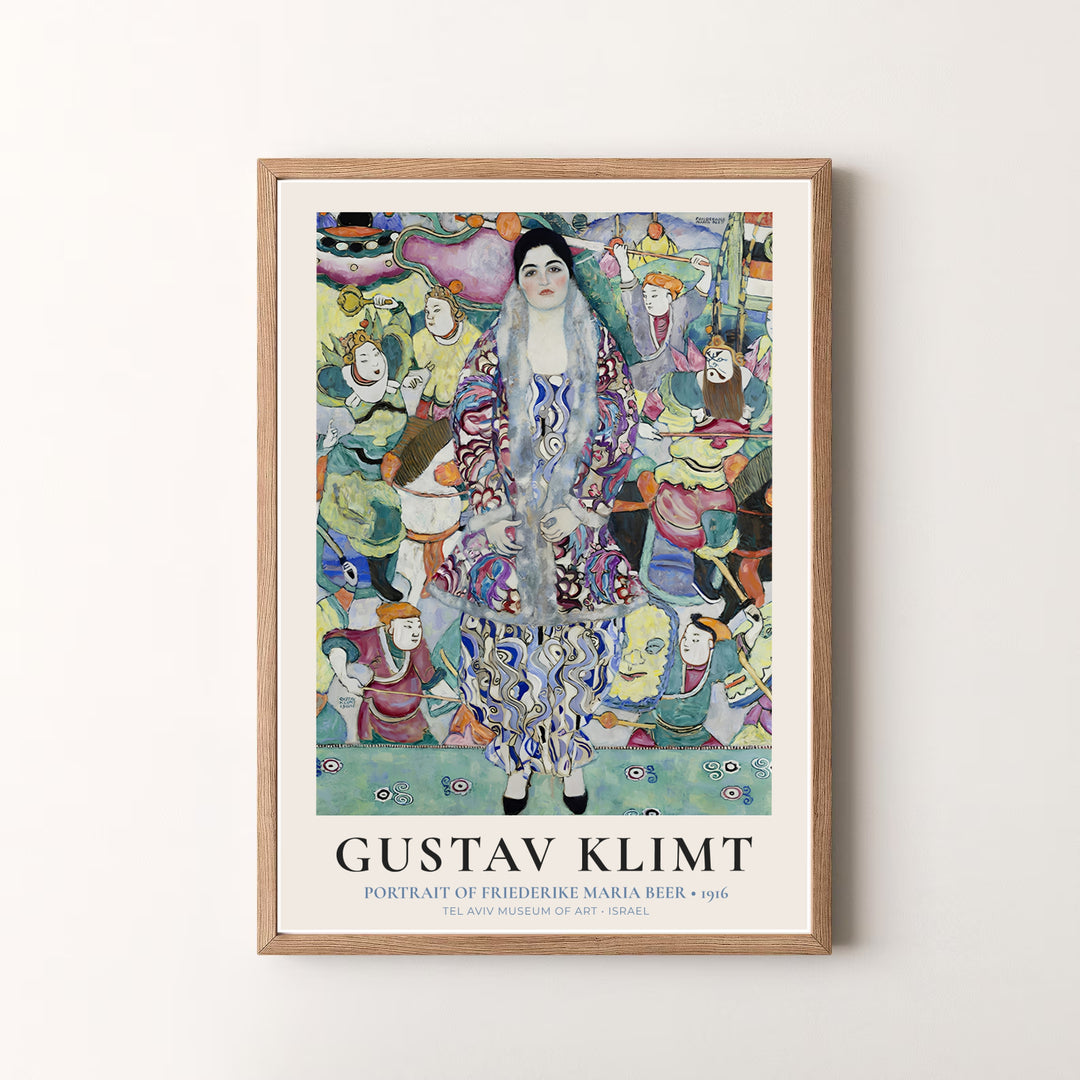 Decorative fine art poster of Gustav Klimt Portrait Of Friederike Maria Beer 1916 capturing 20th-century Viennese style from Tel Aviv Museum of Art in Israel. MapYourDreams offers versatile framed prints, unframed paper wall poster decor, and gallery canvas print choices for every room.