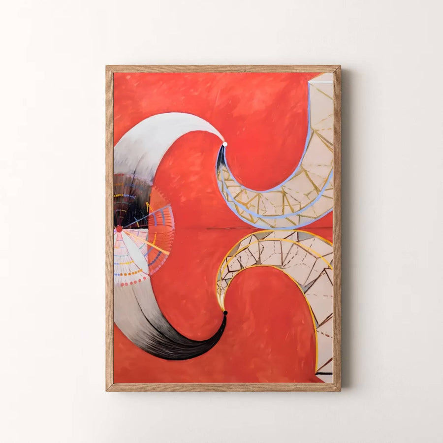 Summing up the brilliant intersection of spiritual observation and lyrical abstraction from the early modernist era, this timeless Hilma af Klint Group VII The Moon art print enriches living spaces. Offered by MapYourDreams, this artwork is available in flexible options including unframed paper, custom wooden frames, and gallery canvas wraps.