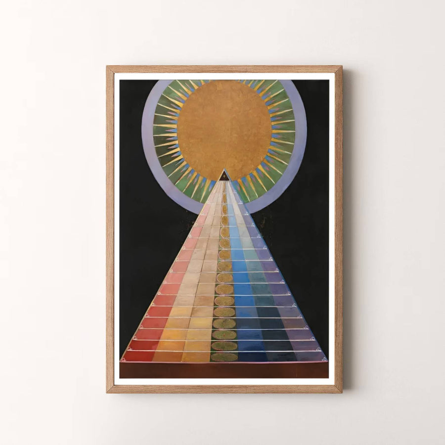 Summing up the brilliant intersection of spiritual observation and lyrical abstraction from the early modernist era, this timeless Hilma af Klint Group X Altarpiece art print enriches living spaces. Offered by MapYourDreams, this artwork is available in flexible options including unframed paper, custom wooden frames, and gallery canvas wraps.
