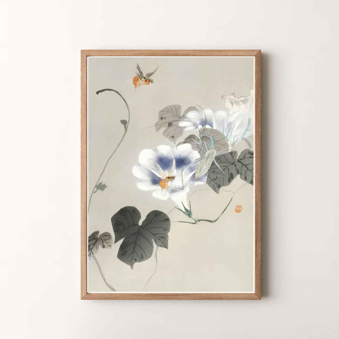 High-definition 1900 1930 Japanese Kacho-ga print of Ohara Koson insect artwork by artist Ohara Koson referencing Tokyo art gallery exhibits. Order custom framed, unframed, and canvas print options at MapYourDreams.